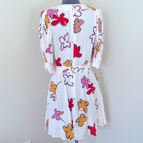 NWOT Ted Baker White Mini Dress w/pink, red and yellow flower (Ted size 2) - Picture 4 of 5